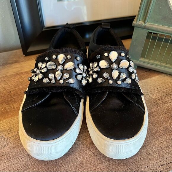 ALDO Black Dreaclya Rhineshone Jeweled slip on sneakers 8 - Picture 15 of 16